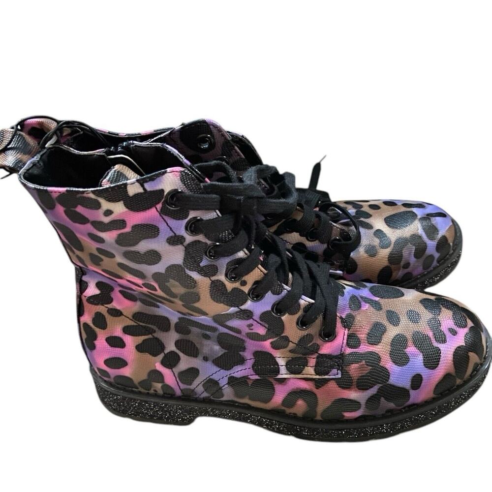 MIA‎ GIRL Kids LEOPARD BOOTS SZ 4 Glitter Bottom Pink